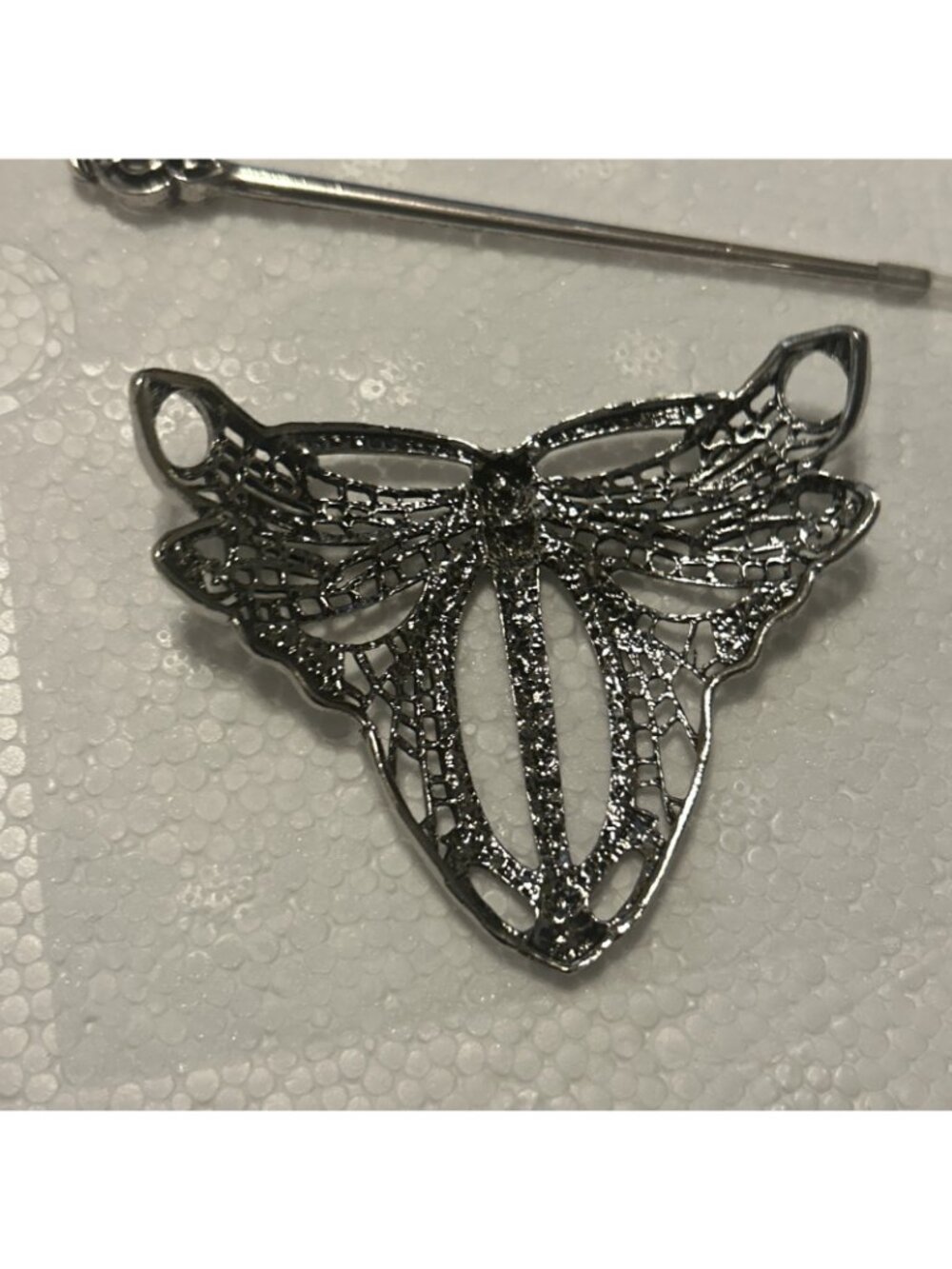 Dragon Fly Hair Pin Silver Tone Approximately 3” W/ Pin Holder - Picture 7 of 11
